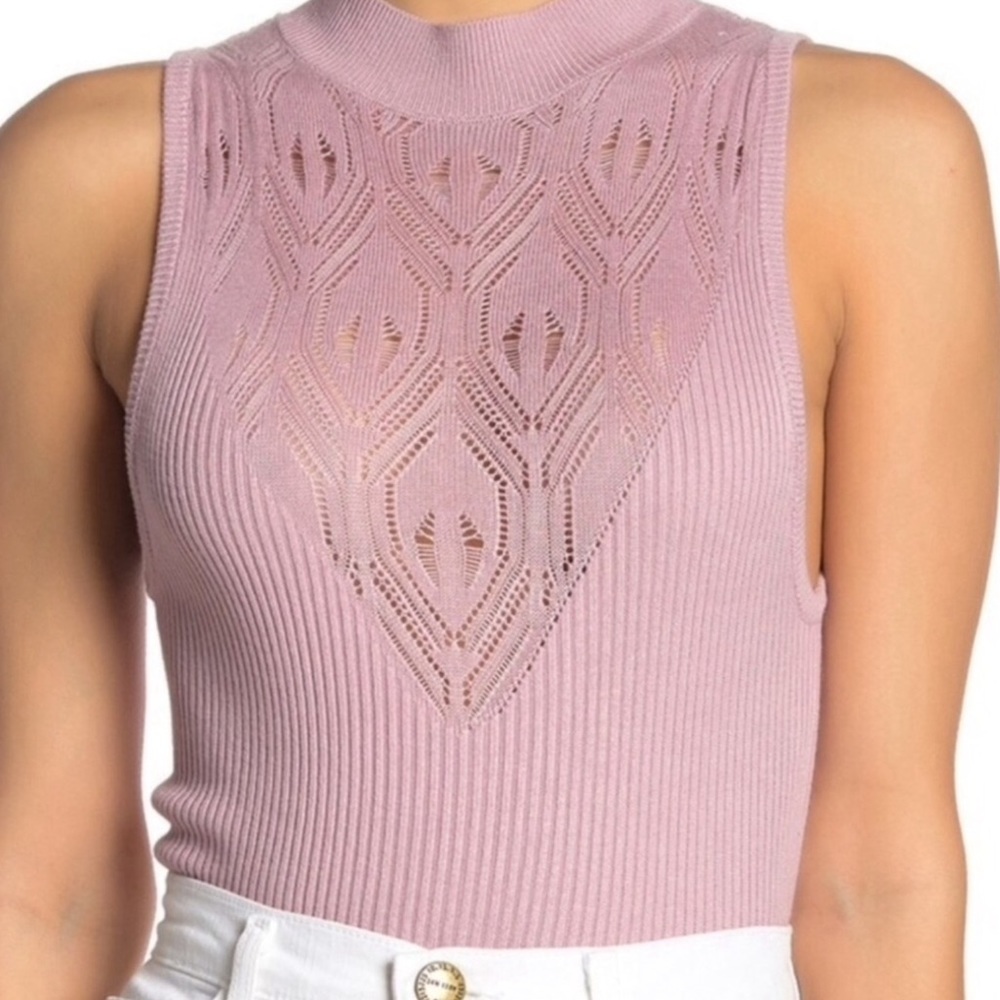 Free People High Neck Ribbed Pink Thong Bodysuit